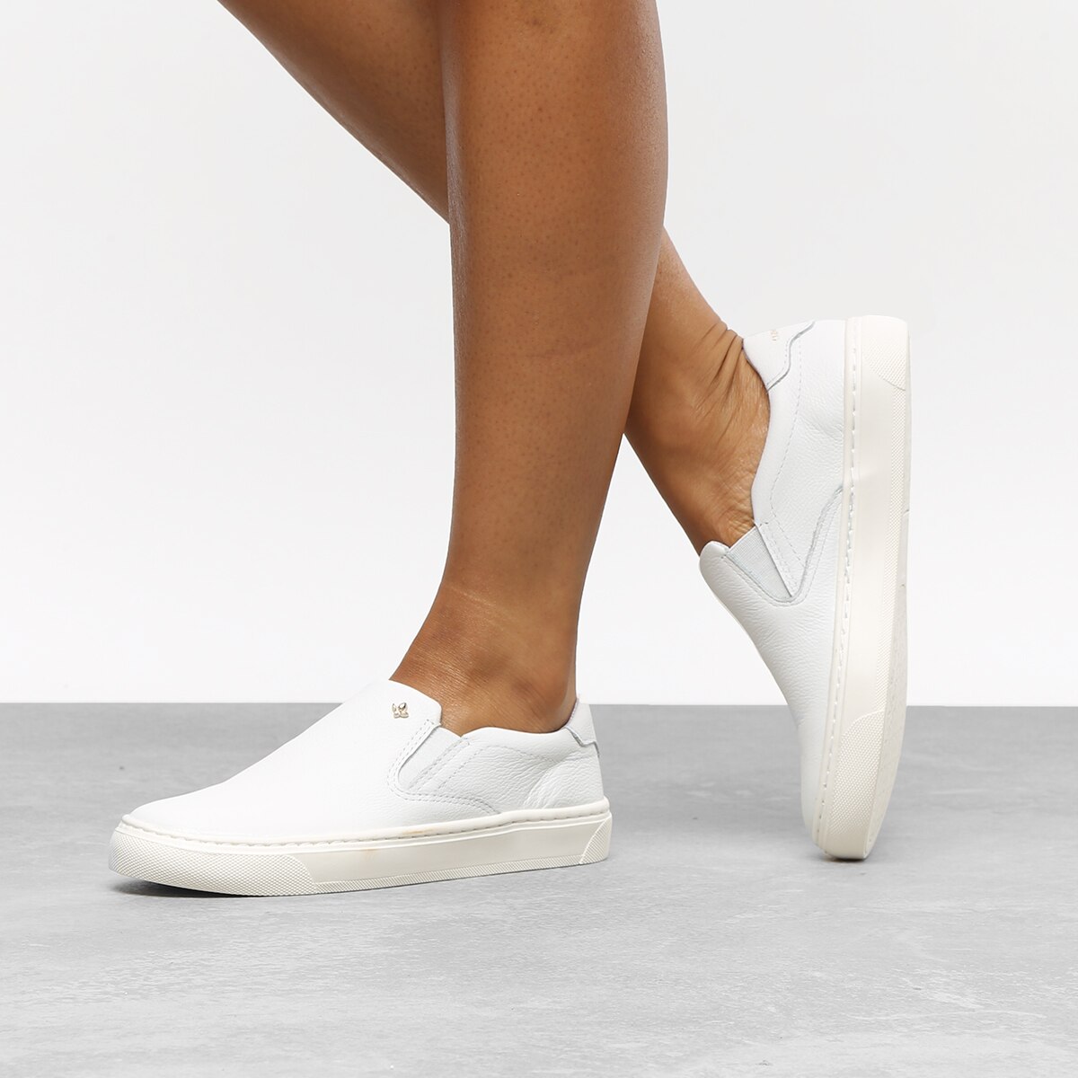 Slip On Cravo \u0026 Canela Básico Feminino - Branco | Netshoes